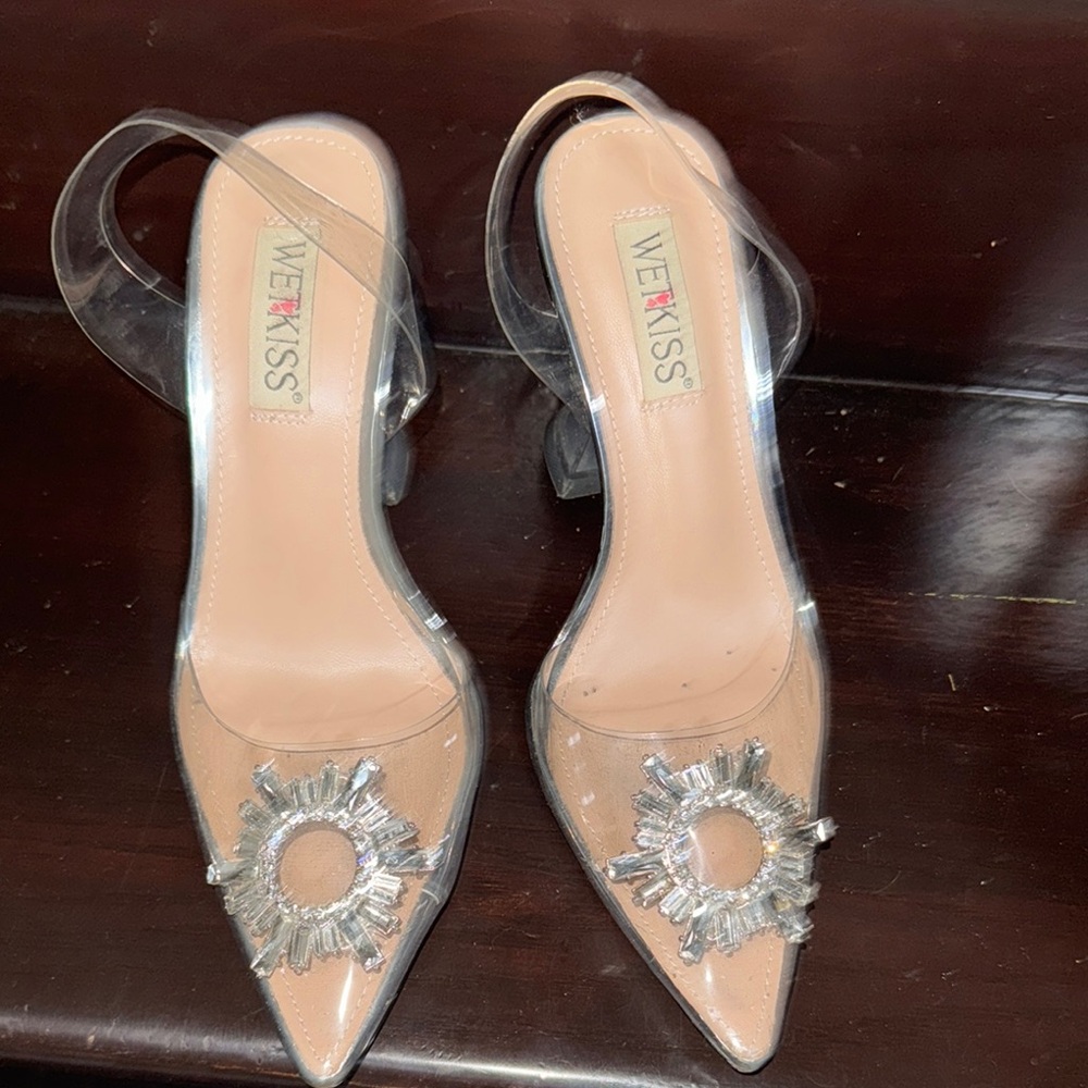 Kiss Black Stiletto Heels with Crystal Embellishments